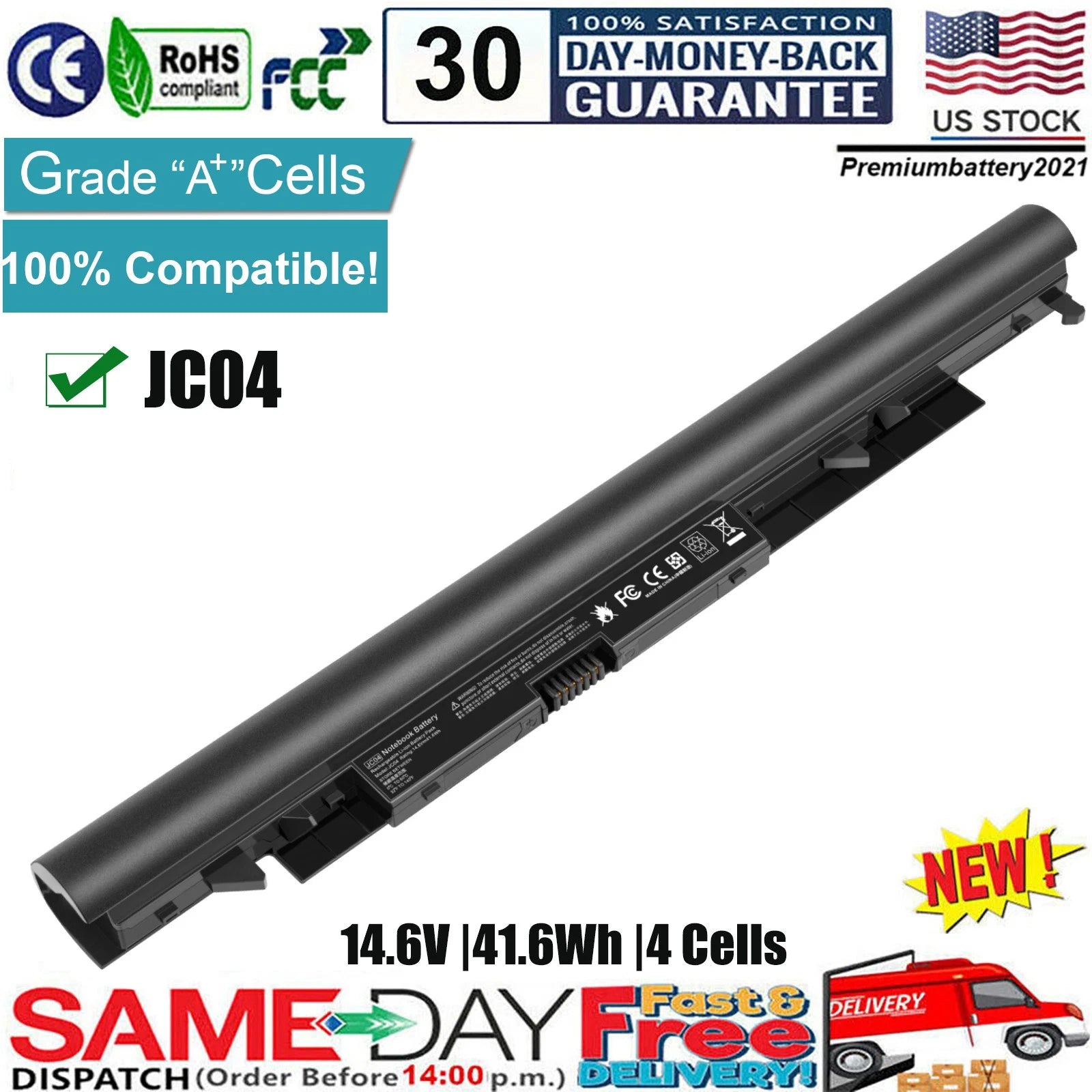 ?JC03 JC04 Battery for HP Spare 919700-850 919682-121 15-bs0xx 15-BS015DX Laptop
