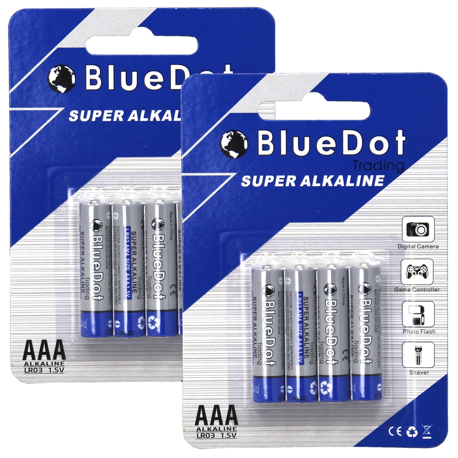New One Pack of 8 Shrink Wrapped AAA Genuine BlueDot Premium Alkaline Batteries