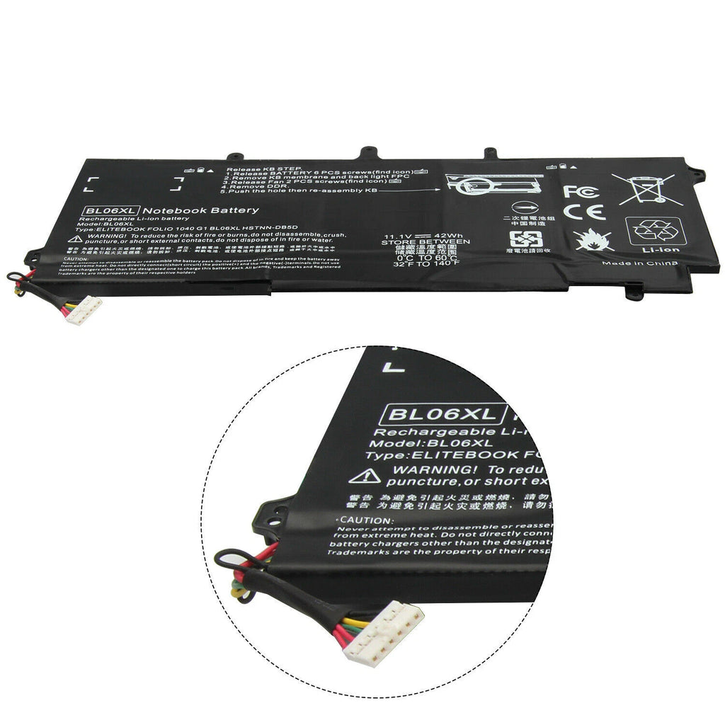 BL06XL Battery for HP EliteBook Folio 1040 G0 G1 G2 HSTNN-DB5D 722297-001 Laptop