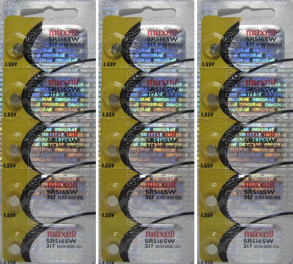 15 Maxell 317 SR516SW Watch Batteries