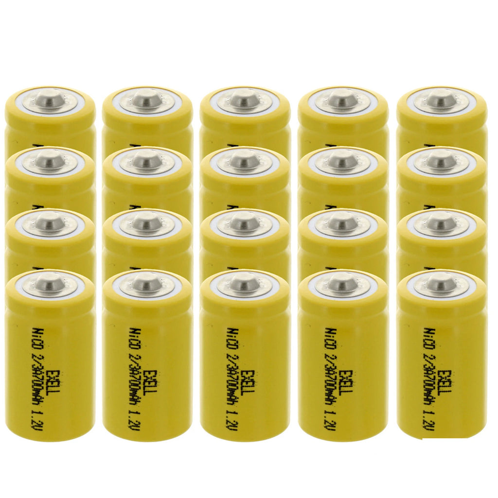 20x 2/3A Size 1.2V 700mAh NiCD Button Top Battery for Carbon Monoxide detectors
