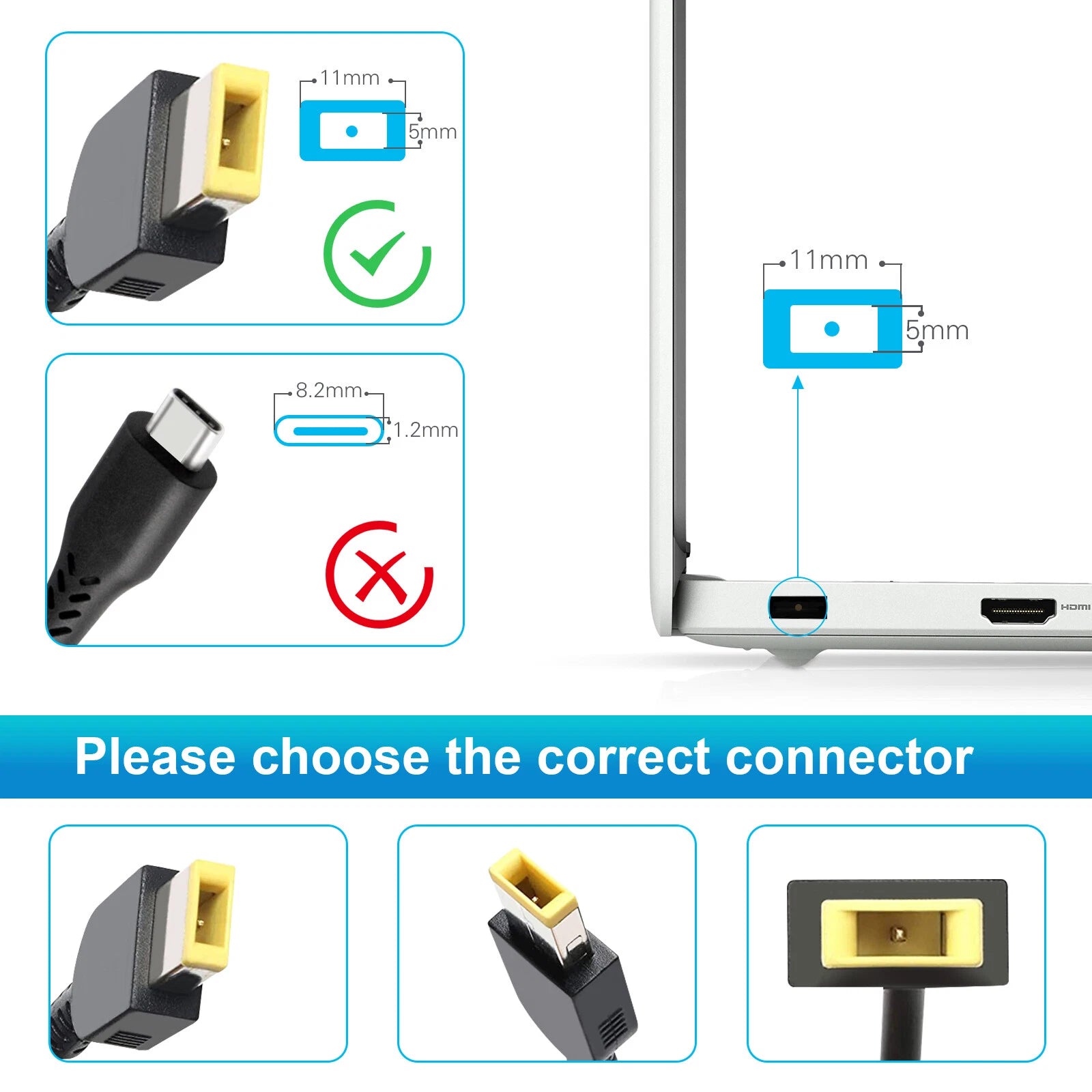 AC Adapter Charger for Lenovo ThinkPad T440s T450 E570 E560 E550 Square Slim Tip