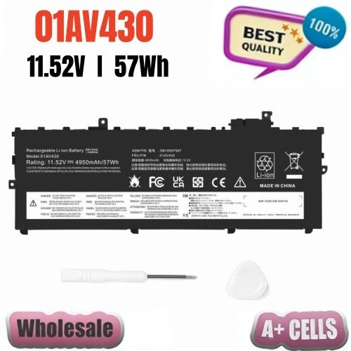 57Wh 01AV430 Battery For Lenovo ThinkPad X1 Carbon 5th Gen 2017 / 6th Gen 2018