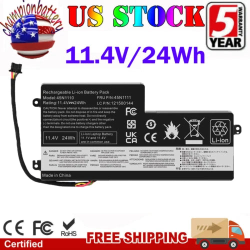 Battery for Lenovo ThinkPad 45N1108 45N1773 45N1112 45N1113 45N1111 45N1110 24Wh