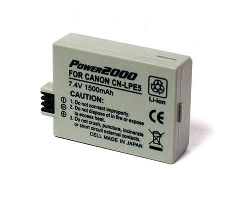 Power2000 LP-E5 LPE5 Battery for Canon EOS XS, XSi, T1i SLR Camera