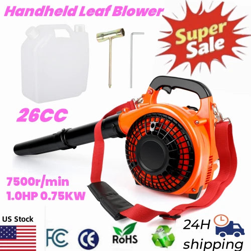 ??Handheld Leaf Blower Gas Powered 2-Stroke Commercial Blower 26CC Yard Clean