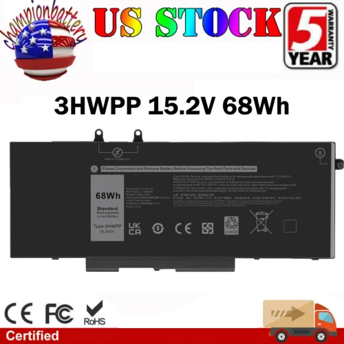 3HWPP Laptop Battery For Dell Latitude 5501 E5501 Inspiron 17 7500 2-in-1 10X1J