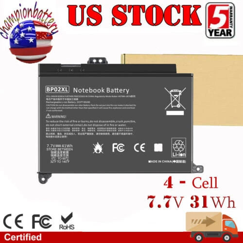 BP02XL Battery for HP Pavilion Notebook PC 15 Series 15-AU010WM 849569-421 US