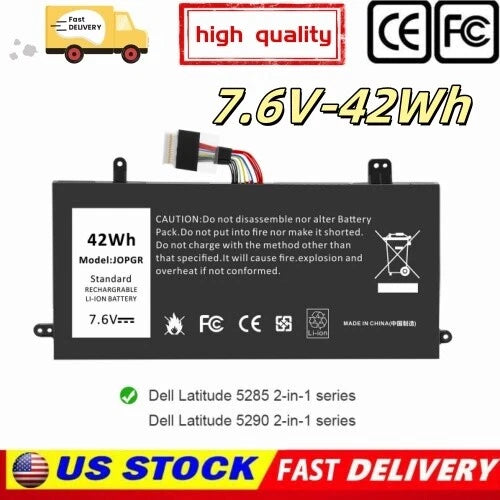J0PGR Battery for Dell Latitude 12 5285 5290 2-in-1 Series JOPGR 0J0PGR FTH6F