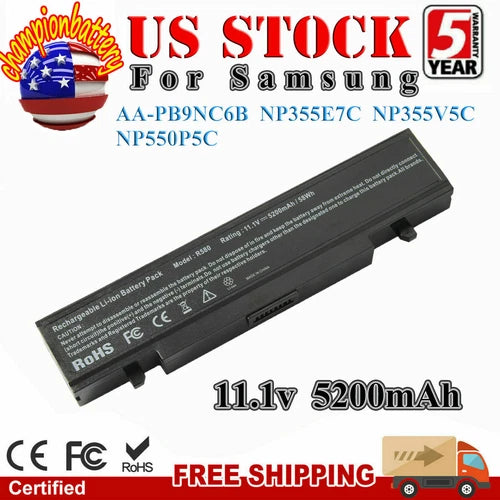 R580 Laptop Battery for Samsung 6Cell AA-PB9NC6B AA-PB9NS6B R428 R780 R730 Q318