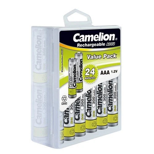 Camelion AAA Ni-CD 300mAh 1.2V Rechargeable Solar Battery 24 Pack
