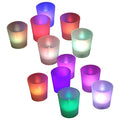 12 Multicolor Led Tea Light Votive Flameless Battery Candles Wedding Party Ro...