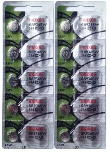 394 MAXELL WATCH BATTERIES SR936SW (10 pieces) New packaging Authorized Seller