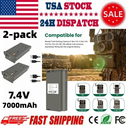 2-pack Battery For Tac-tacam Reveal X Gen 2.0, 3.0, X, X Pro, Pro 3.0, SK, XB