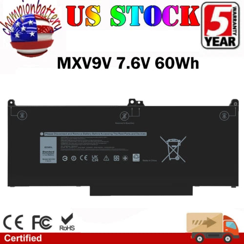 MXV9V Battery For Dell Latitude 5300 5310 7300 7400 5VC2M N2K62 Type 60Wh