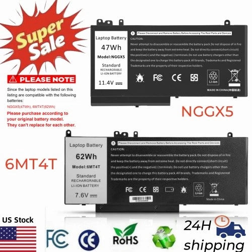 6MT4T-62wh/NGGX5-47Wh Battery For Dell Latitude E5470 E5570 Precision 3510 US