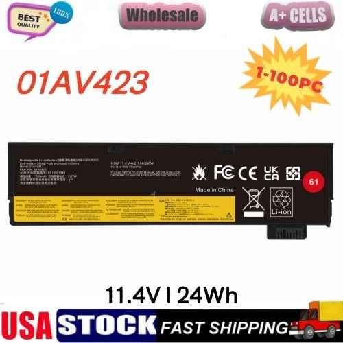 ?LOT 1-100x 01AV423 Battery For Lenovo Thinkpad T470 T480 T570 T580 P51s 24wh