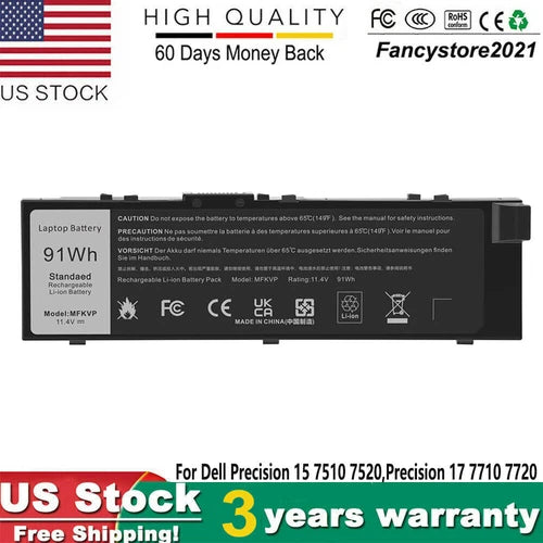 Laptop Battery MFKVP For Dell Precision 15 7510 7520 17 7710 7720 M7510 M7710