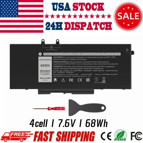 4GVMP Battery For Dell Latitude 5400 5500 Precision 3540 Series 9JRYT C5GV2 68Wh