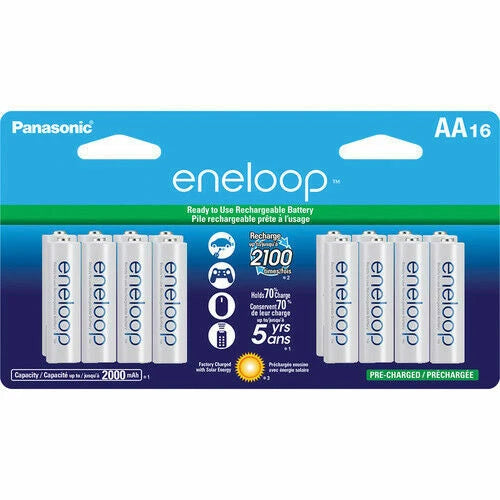 16 Panasonic Eneloop AA BK-3MCCE/8BE min 1900 mAH Rechargeable Batteries