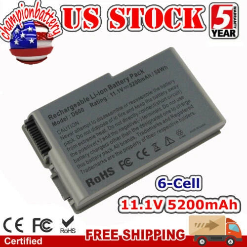 Battery U1543 C1295 for Dell Latitude D500 D600 D610 500M 505M 510M 600M 5200mAh