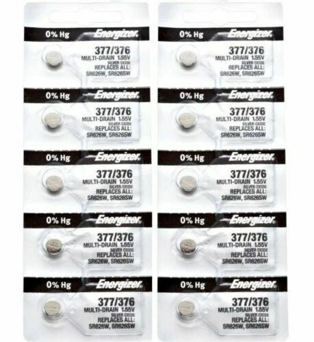 Energizer 377 376 WATCH BATTERY SR626SW SR626W Silver Oxide Battery 50 Pack-New