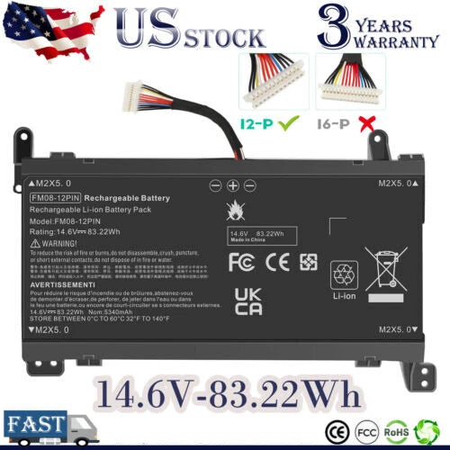 12 PIN FM08 Battery for HP Omen 17-AN014NG 17-AN012DX 17-AN041NG 922753-421