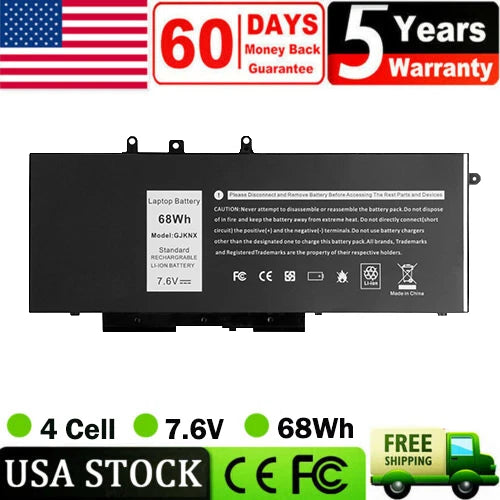 GJKNX Battery/Charger For Dell Latitude 5480 5580 5280 5490 5491 5580 5590 5591
