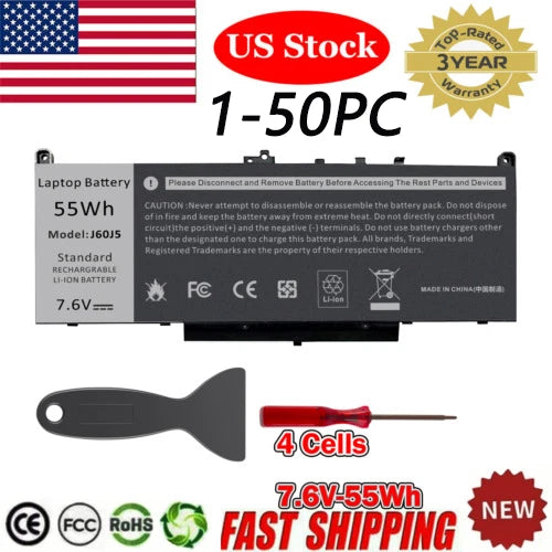 Lot J60J5 Battery For Dell Latitude E7270 E7470 MC34Y 242WD GG4FM R1V85 55Wh
