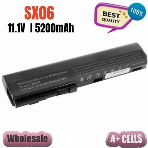 For HP EliteBook 2560P 2570P SX06 SX03 NOTEBOOK BATTERY - 632421-001 632419-001