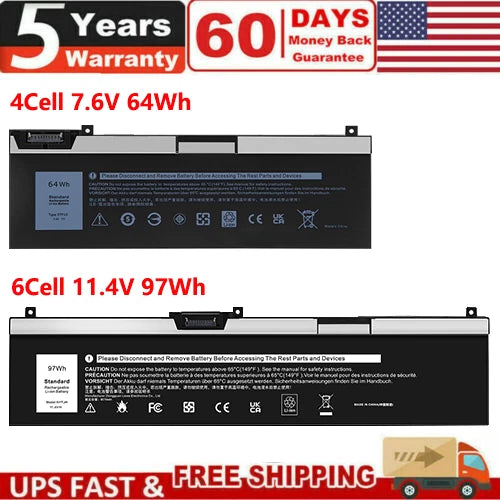 NYFJH 5TF10 Battery For Dell Precision 7740 7530 7730 7540 P34E P74F 0WMRC GW0K9