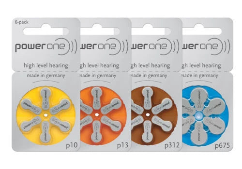 60 PowerOne Hearing Aid Batteries SIZE 10, 13, 312, Implant Made in Germany-2029