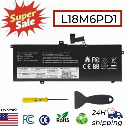 L18M6PD1 Battery L18C6PD1 for Lenovo ThinkPad X13 X390 X395 02DL017 02DL018 48Wh