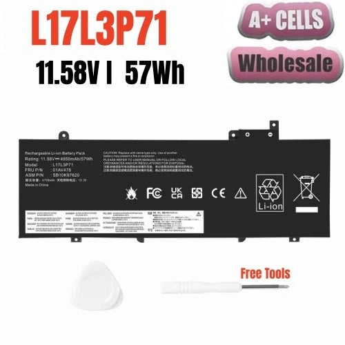 ?Laptop Battery For Lenovo ThinkPad T480s L17L3P71 01AV478 01AV479 L17M3P71 57Wh