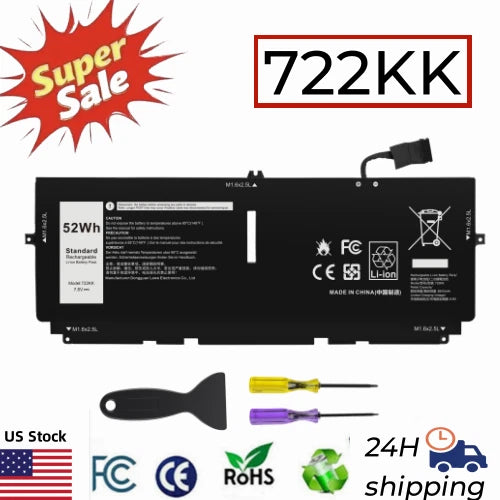 ?722KK Battery For Dell XPS 13 9310 9300 9380 (2020) 13.4" Series P117G002 52Wh