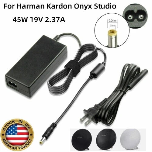 45W for Harman Kardon Onyx Studio 1/2/3/4/5/6/7 V IV III II I Adapter Charger US