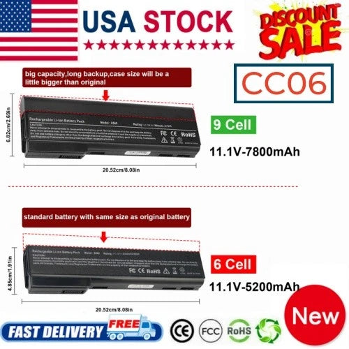 CC06XL Battery for HP EliteBook 8460W 8460P 8560P 8470P Prob 6560b 6460b 6/9cell