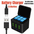 3-Channel Battery Charger With 2/3 Batteries For GoPro Hero 9/10/11/12 Black