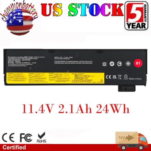 61 Battery for Lenovo Thinkpad T470 T480 T570 T580 P51s P52s 01AV427 01AV423 New