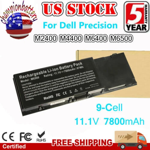 DW842 Battery For Dell Precision M2400 M4400 M6400 M6500 KR854 312-0873 9Cell