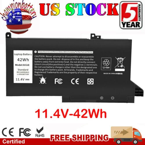 Battery for Dell Latitude 12 7280 7290 13 7380 7390 14 7480 7490 DJ1J0 ONFOH 42W