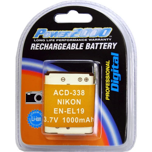 Power2000 EN-EL19 Rechargeable Battery for Nikon S33 W100 A300 S100 S2900 S4100