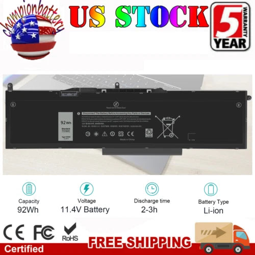 VG93N Battery for Dell Precision 15 3520 3530 M3520 M3530 Latitude 5580 5590