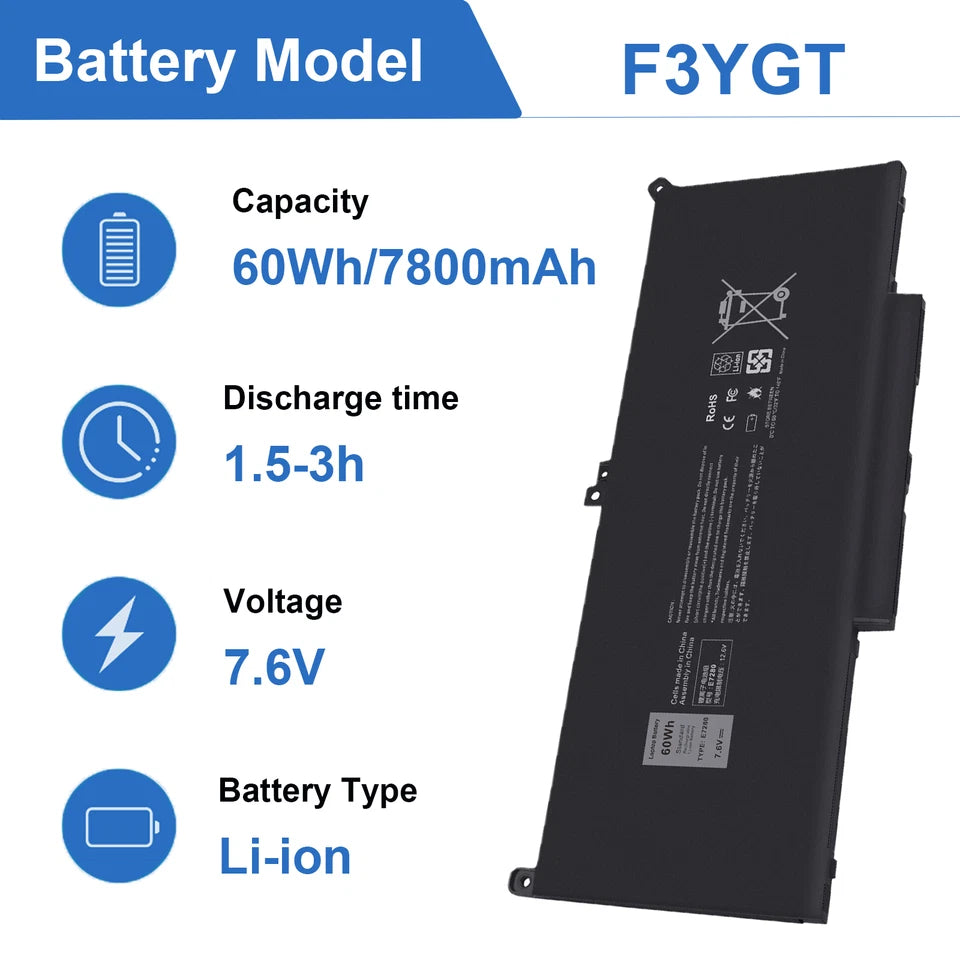 F3YGT Battery For Dell Latitude 12 13 14 E7280 E7480 7480 7490 7380 7390 DM3WC