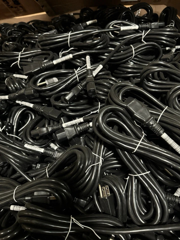 Lot of 10 - 3-Prong Power Cord Cable Desktop Computer Monitor NEMA 5-15P to C13