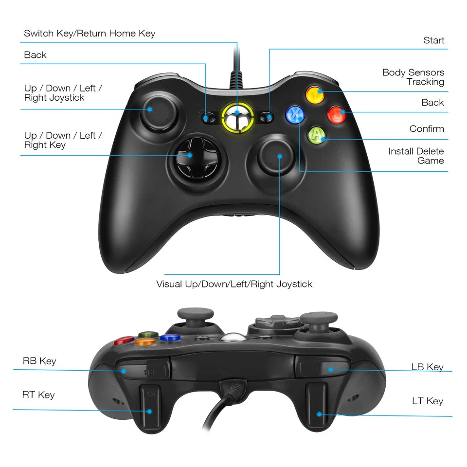 Wired Controller Compatible With Xbox 360 USB / Windows 7 8 10 11 Gamepad For PC