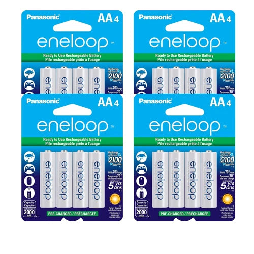 Panasonic Eneloop AA 16 Pre-Charged up to 2000mAH, 2100X Rechargeable Batteries