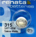 Renata 315 Button Cell Watch Batteries 2 Pcs