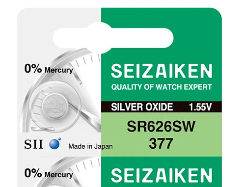 Seizaiken 377 SR626SW 1.55V 0%Hg Silver Oxide Watch Battery
