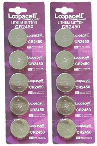 10 pcs CR2450 ECR 2450 3v LITHIUM Coin Cell Battery Loopacell USA Fast Ship